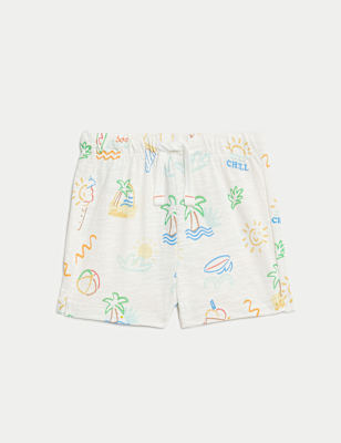 3pk Pure Cotton Patterned Shorts (0-3 Yrs)