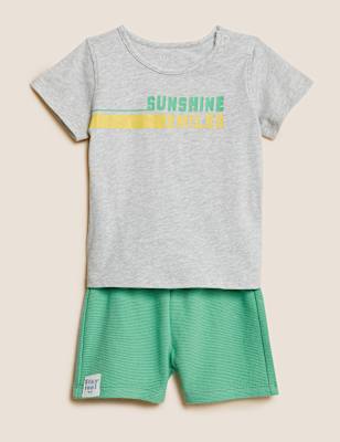 Pure Cotton Sunshine Smiles Slogan Outfit (0-3 Yrs)