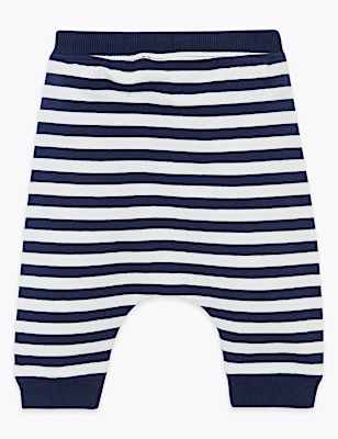 Cotton Striped Appliqué Dinosaur Joggers (0-3 Yrs)