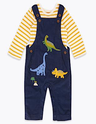 2 Piece Dinosaur Dungaree Set (0-3 Yrs)