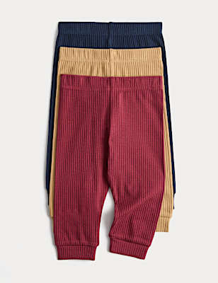 3 Pack Cotton Rich Ribbed Leggings (0-4 Years)