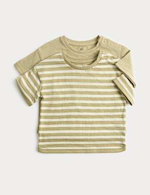 2 Pack Pure Cotton Stripe T-Shirts (0-5 Yrs)