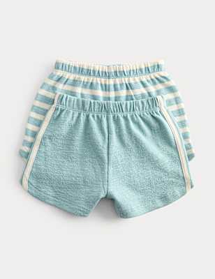 2 Pack Pure Cotton Side Stripe Shorts (0-5 Yrs)