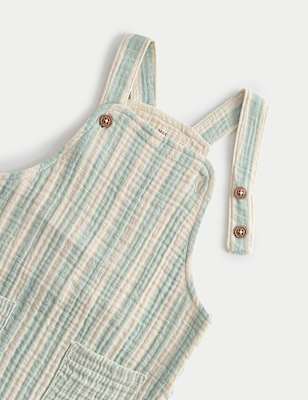 Pure Cotton Striped Dungarees (0-3 Yrs)