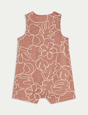 Cotton Rich Leaf Print Romper (0-3 Yrs)