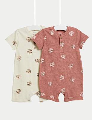 2pk Pure Cotton Printed Rompers (0 Mths - 3 Yrs)