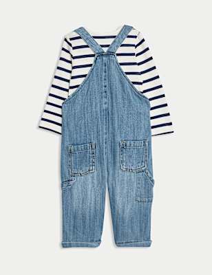 2pc Pure Cotton Denim Dungaree Outfit (0-3 Yrs)