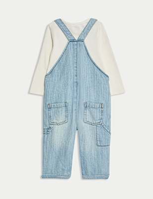 2pc Pure Cotton Denim Dungaree Outfit (0-3 Yrs)
