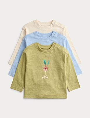 3 Pack Pure Cotton Vegetable Graphic Tops (0-3 Yrs)