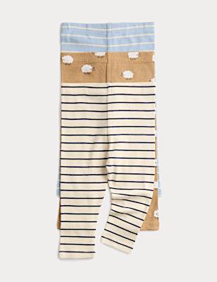 3 Pack Pure Cotton Printed Leggings (0-24 Mths)