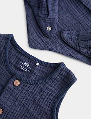 Pure Cotton Romper with Bib (0-3 Yrs)