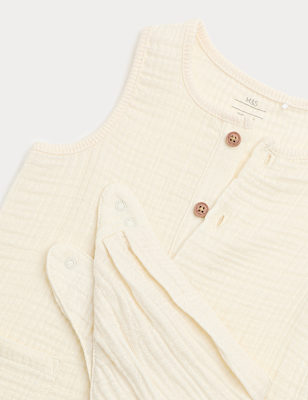 Pure Cotton Romper with Bib (0-3 Yrs)