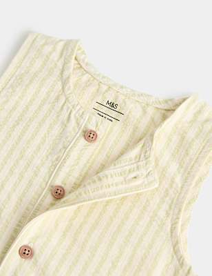 Cotton Rich Seersucker Striped Romper (0-3 Yrs)