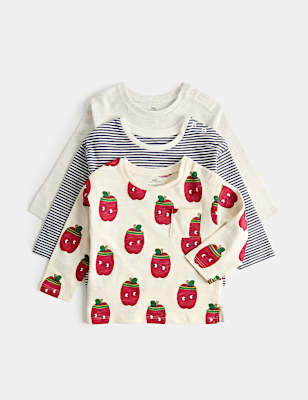 3 Pack Pure Cotton Apple Print Tops (0-5 Yrs)