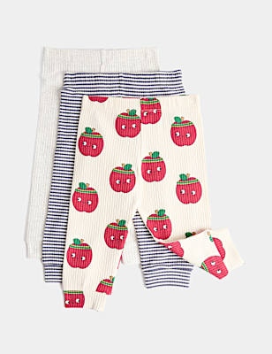 3 Pack Cotton Rich Apple Print Leggings (0 Mths-4 Yrs)