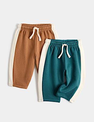 2 Pack Cotton Rich Side Stripe Joggers (0-5 Yrs)