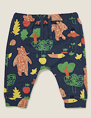 Cotton Woodland Animal Print Joggers (0-3 Yrs)