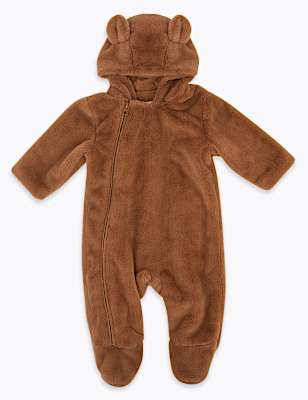 Faux Fur Bear Pramsuit (7lbs-12 Mths)