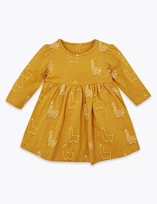 Cotton Llama Print Dress (0-3 Yrs)