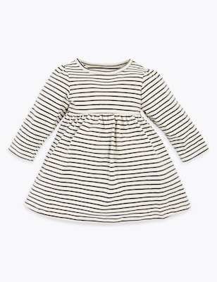 Pure Cotton Striped Dress (0-3 Yrs)