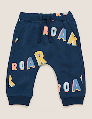 Cotton Roar Slogan Joggers