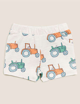 Organic Cotton Tractor Print Shorts