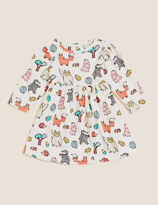 Pure Cotton Woodland Print Dress (0-3 Yrs)