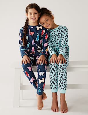 2pk Pure Cotton Leopard Pyjama Sets