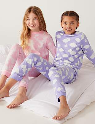 2pk Pure Cotton Cloud & Marble Pyjama Sets