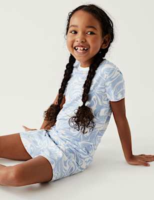 Cotton Rich Marble Print Short Pyjama Set