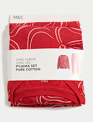 Pure Cotton Bow Print Pyjamas (1-16 Yrs)