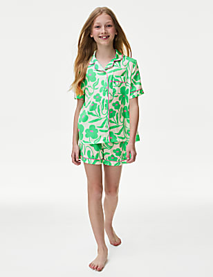 Satin Floral Print Pyjamas (6-16 Yrs)