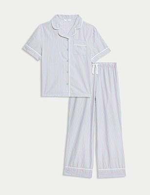 Pure Cotton Striped Revere Pyjamas (3-16 Yrs)