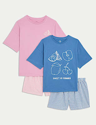 2pk Pure Cotton Fruit Pyjama Sets (3-16 Yrs)