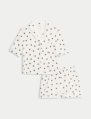 Cotton Blend Polka Dot Revere Pyjamas (3-16 Yrs)