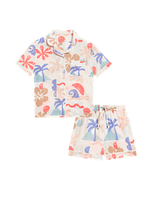 Beach Graphic Satin Pyjamas (3-16 Yrs)