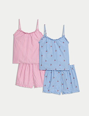 2pk Pure Cotton Fruit Pyjama Sets (6-16 Yrs)