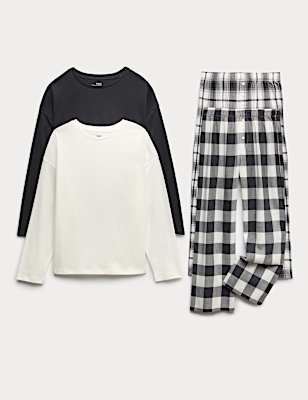 2pk Cotton Rich Checked Pyjama Sets (6-16 Yrs)