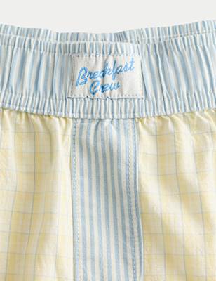 Yellow Woven Checked Pyjama Shorts (6-16 Yrs)