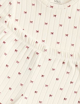 Cosy Ribbed Bow Pyjama Set (6-16 Yrs)