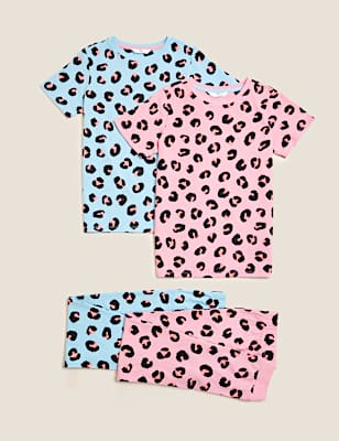 2pk Pure Cotton Animal Print Pyjama Sets (6-16 Yrs)