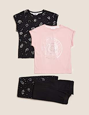 2pk Pure Cotton Astrology Print Pyjama Sets (6-16 Yrs)