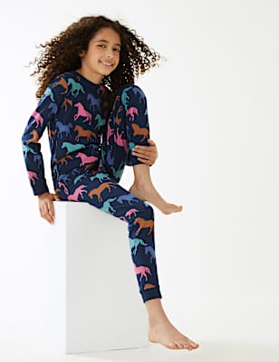 Cotton Rich Horse Print Velour Pyjamas