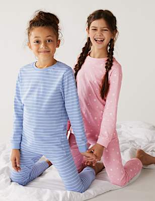 2pk Pure Cotton Star & Striped Pyjama Sets
