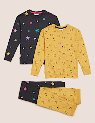 2pk Pure Cotton Printed Pyjama Set (6-16 Yrs)