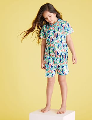Cotton Parrot Print Short Pyjama Set