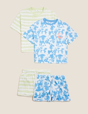 2pk Pure Cotton Tie Dye Short Pyjama Set (6-16 Yrs)