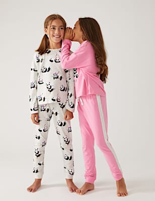 2pk Cotton Rich Panda Pyjamas (6-16 Yrs)