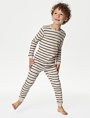 Pure Cotton Striped Waffle Pyjamas (1-8 Yrs)