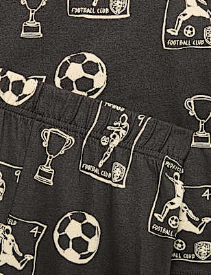 Pure Cotton Football Print Pyjama Set (1-16 Yrs)